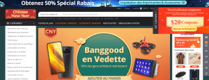 Page d'accueil boutique en ligne Banggood